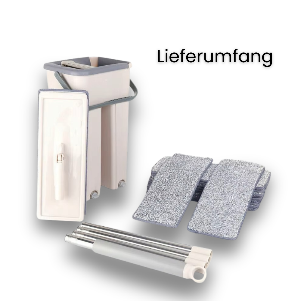 Simple-Mop – Flaches Wischsystem mit 2-Kammer-Eimer & 10 Mikrofaserpads