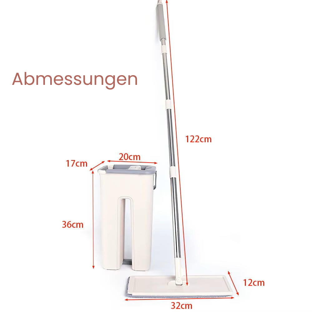 Simple-Mop – Flaches Wischsystem mit 2-Kammer-Eimer & 10 Mikrofaserpads